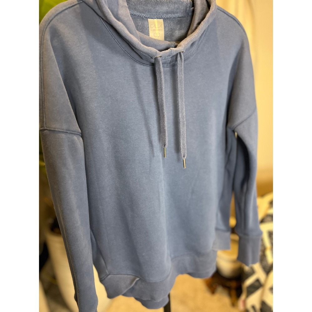 CALIA by Carrie Underwood Womens Blue Cowl Neck Fleece Pullover Hoodie Small - Picture 3 of 9